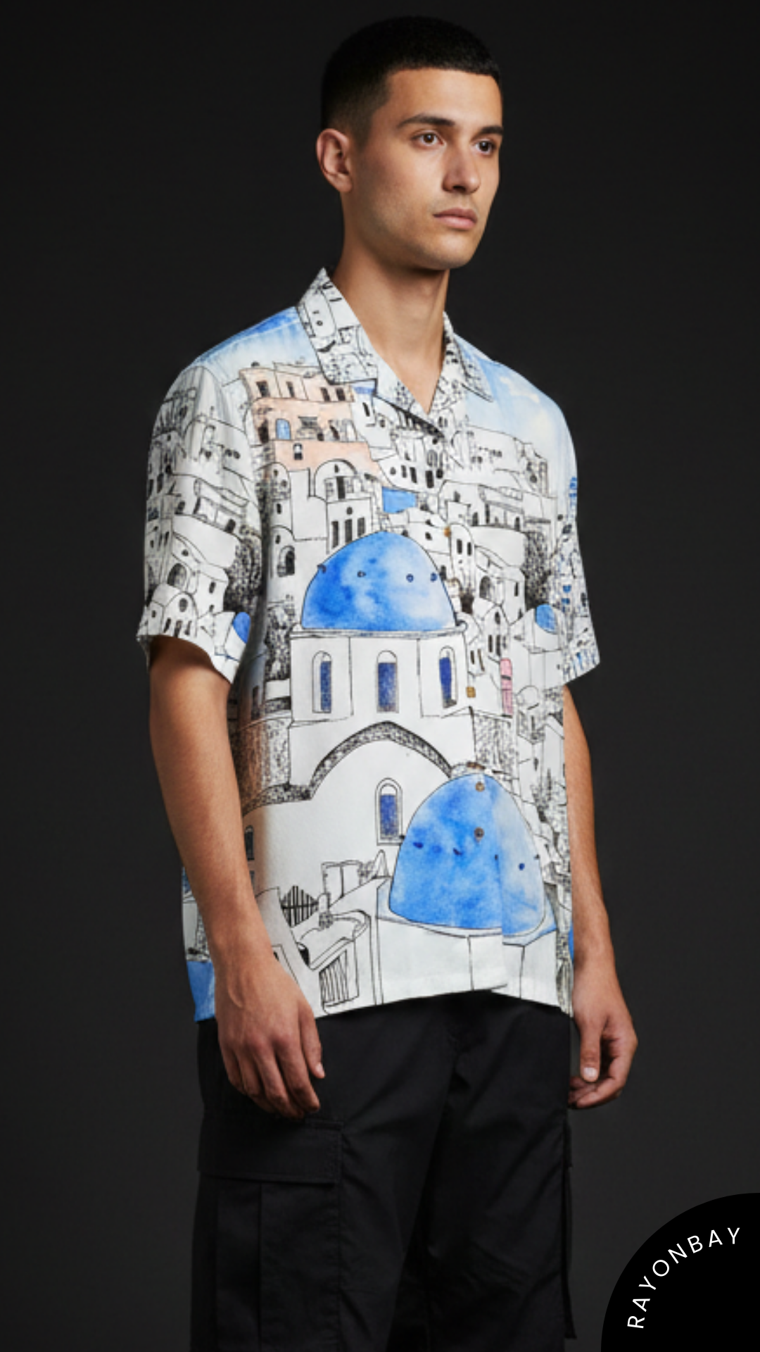 Santorini Sketch Aloha Shirt