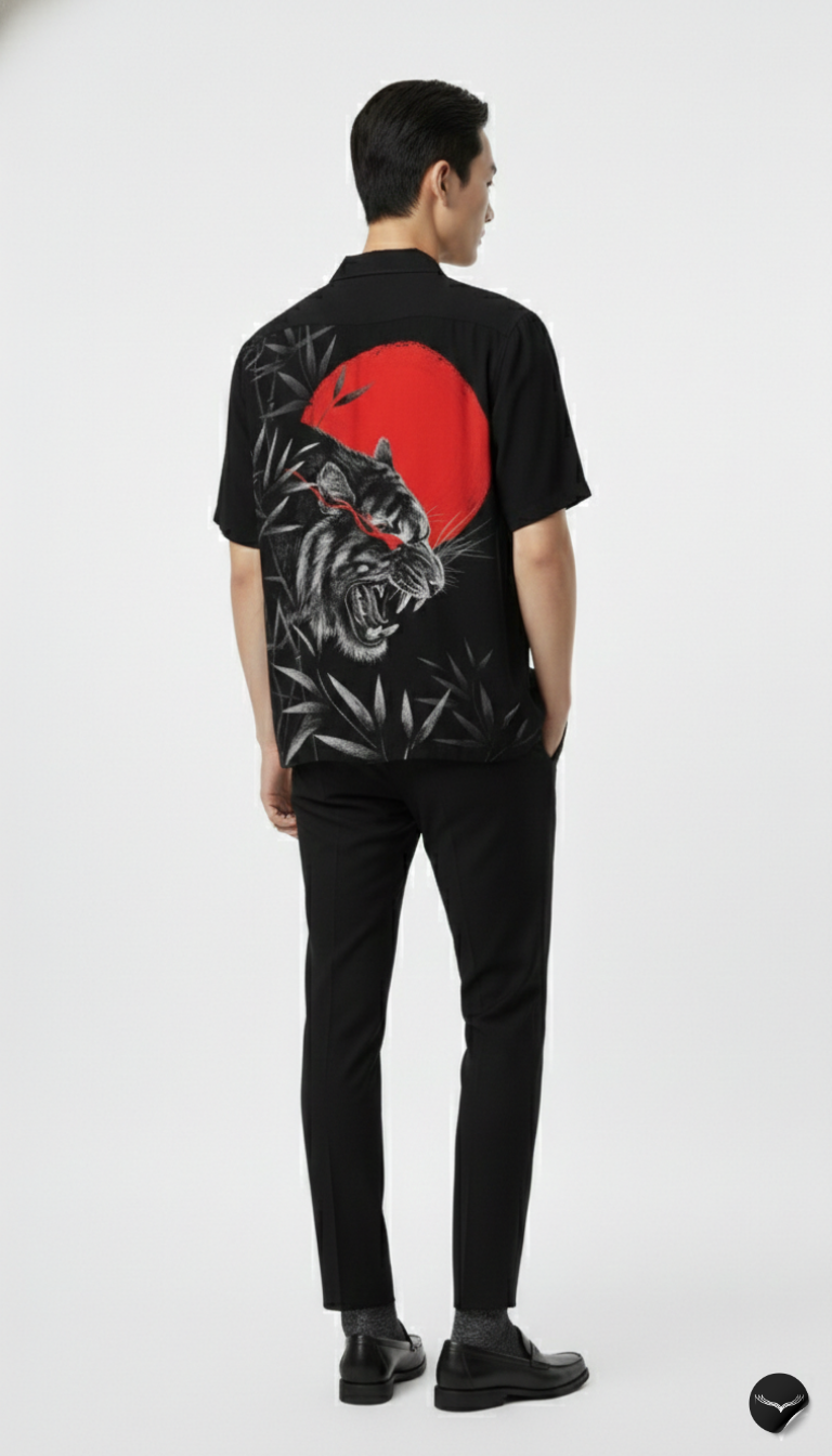 The Crimson Sun Tiger Aloha Shirt