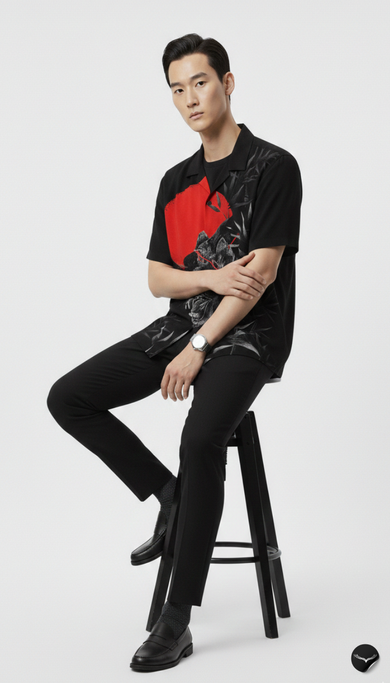 The Crimson Sun Tiger Aloha Shirt