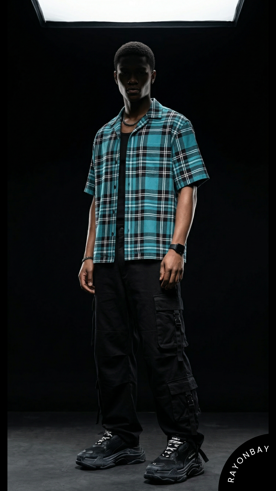 Emerald Grid Aloha Shirt