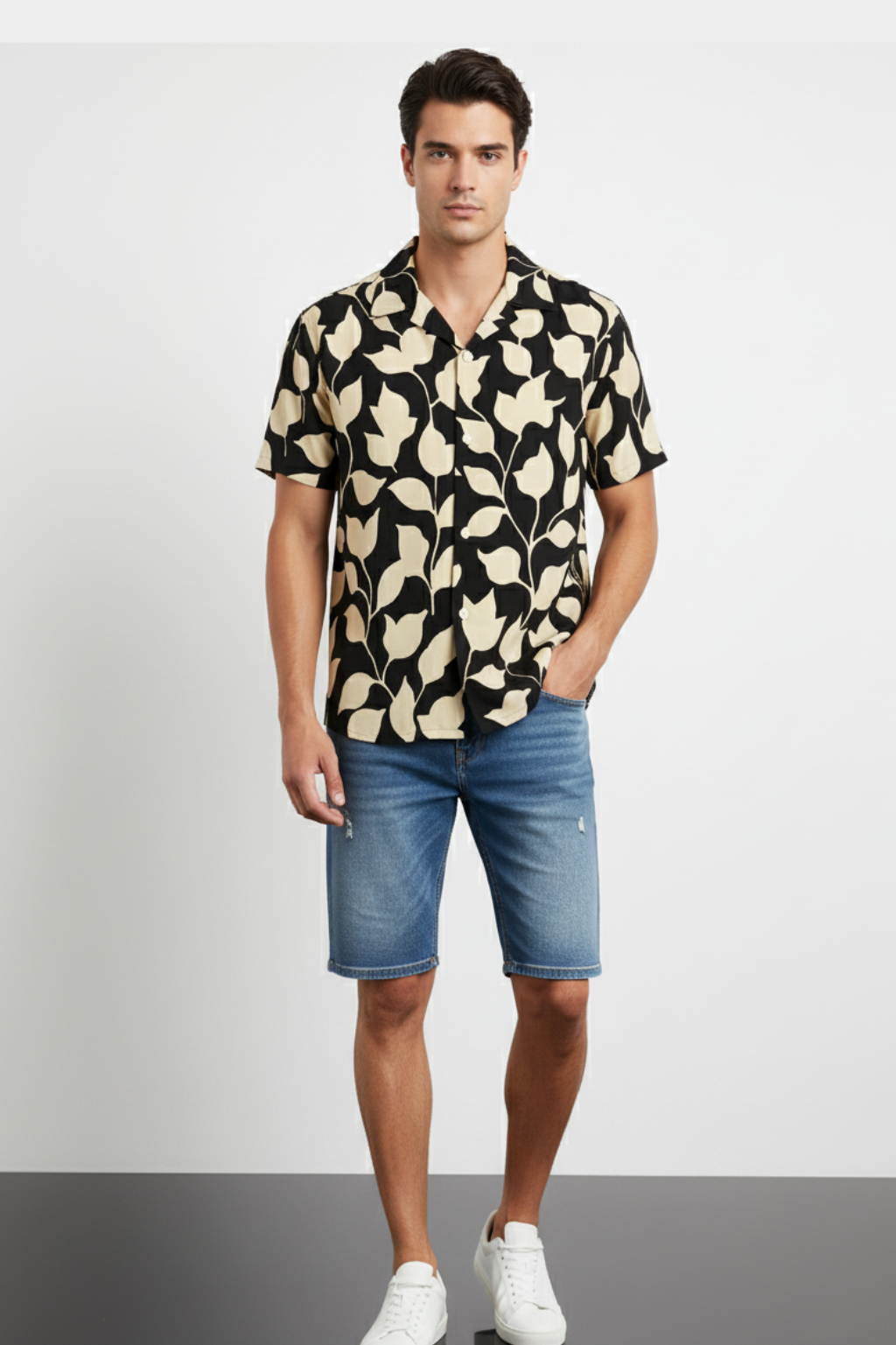 Ivory Leaf Shadow Aloha Shirt