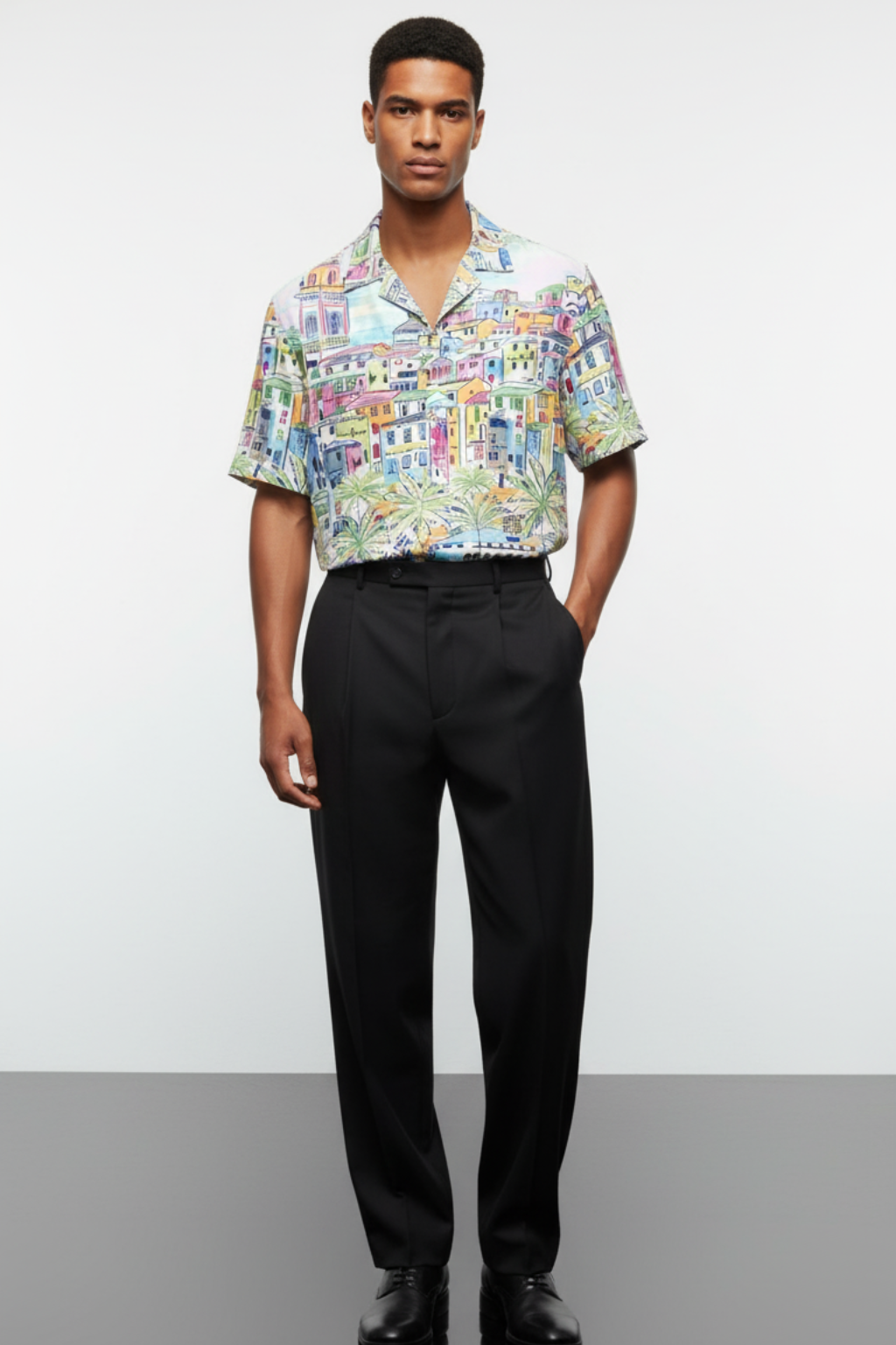 Black Tropic Key Cuban Shirt (New)