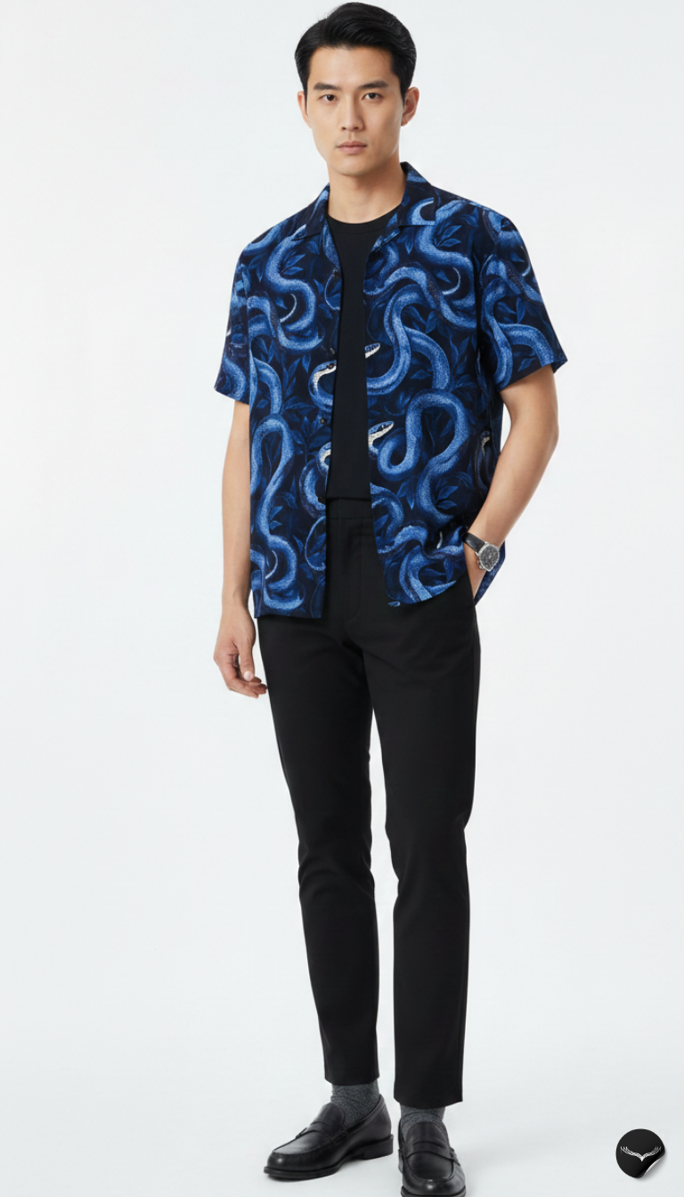 Blue Cobra Aloha Shirt