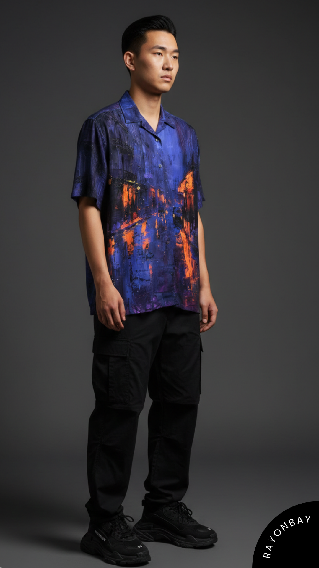 The Blue City Light Art Aloha Shirt
