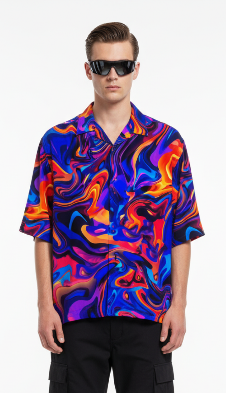 Multicoloured Liquid Art Shirt ( Pre book )