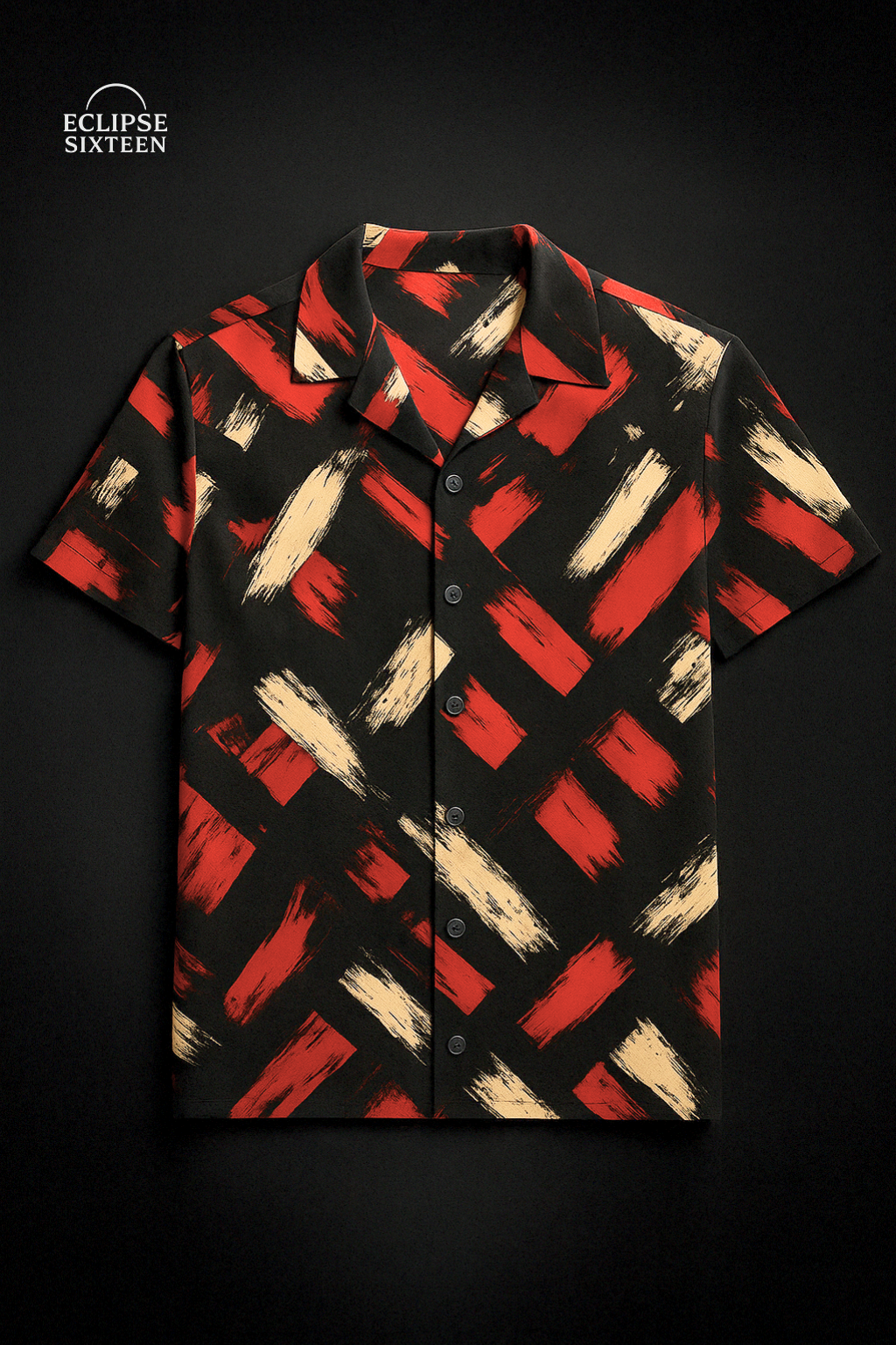 Crimson Strokes Aloha Shirt