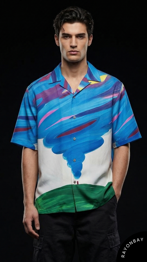 Azure Cyclone Aloha Shirt