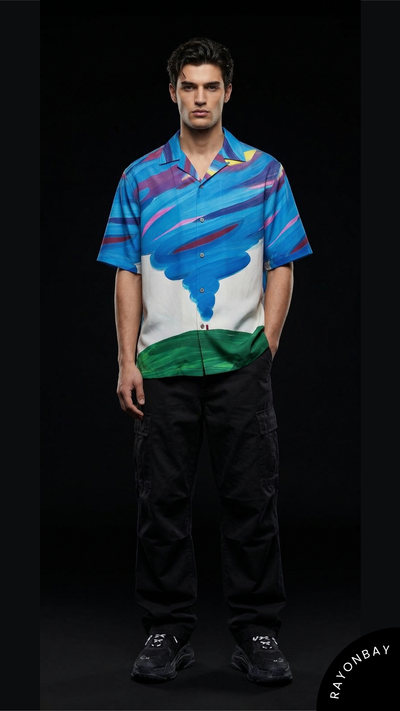 Azure Cyclone Aloha Shirt