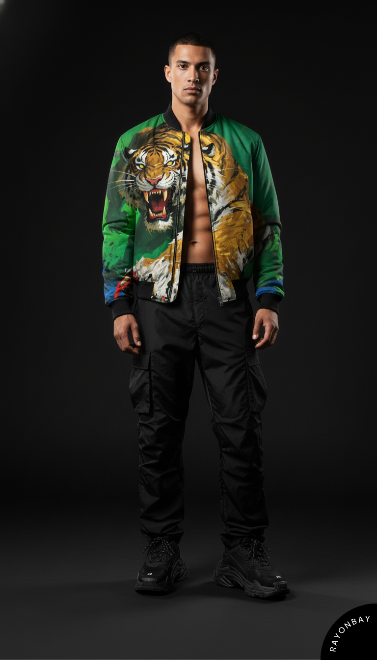 Alpha Green Tiger Unisex Bomber Jacket