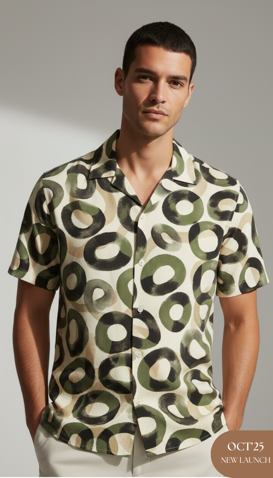 Green Geometric Pattern Aloha Shirt