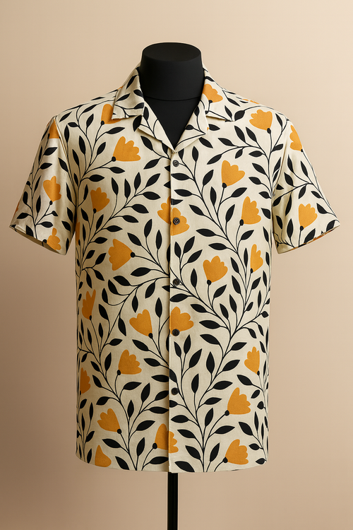 Amber Petals Aloha Shirt