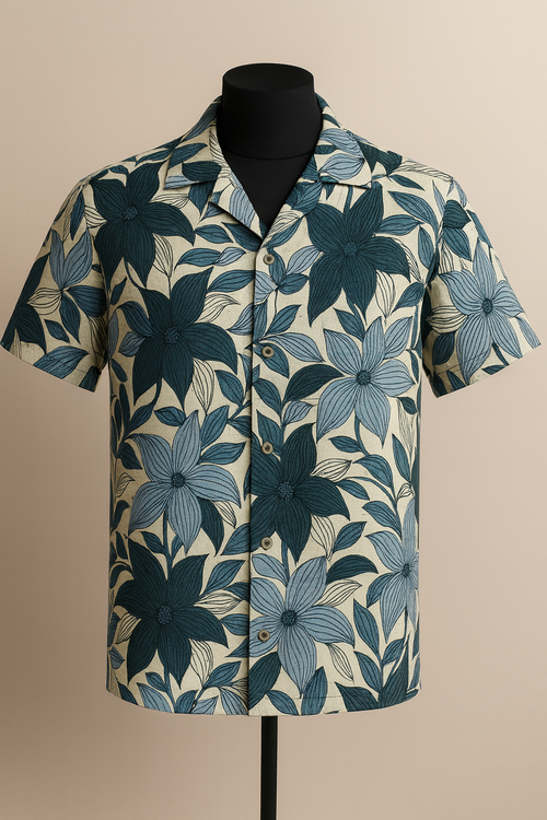 Azure Bloom Aloha Shirt