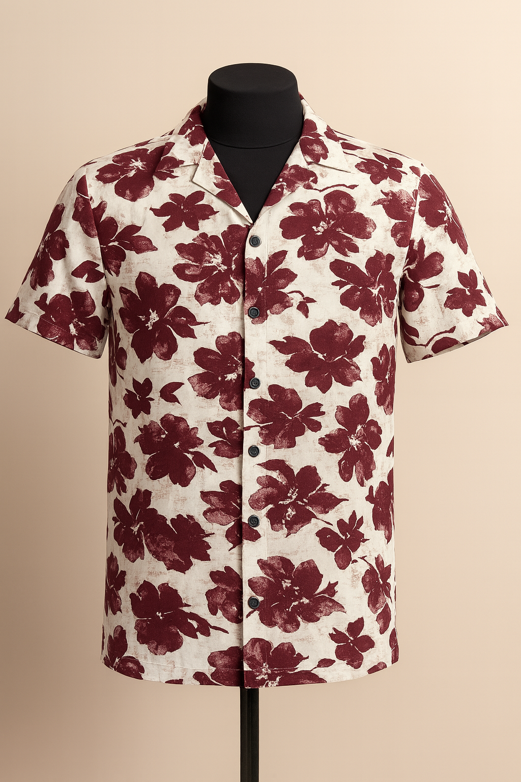 Maroon Floral Aloha Shirt