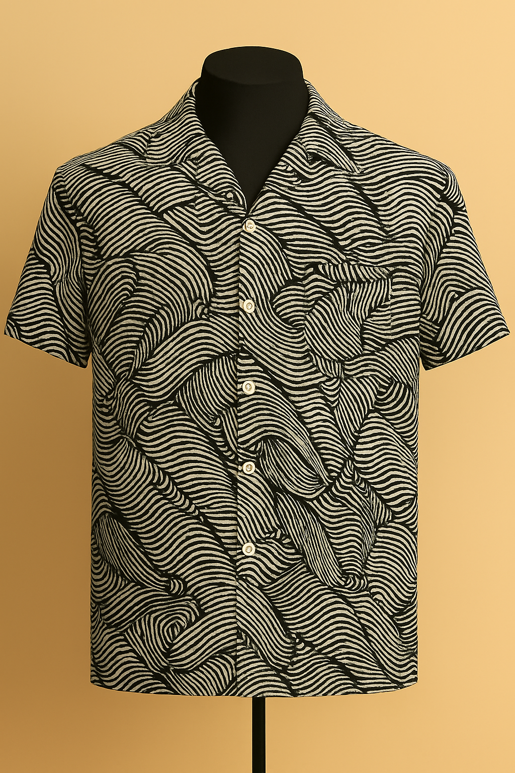Dune Lines Aloha Shirt ( 100% Rayon Fabric )