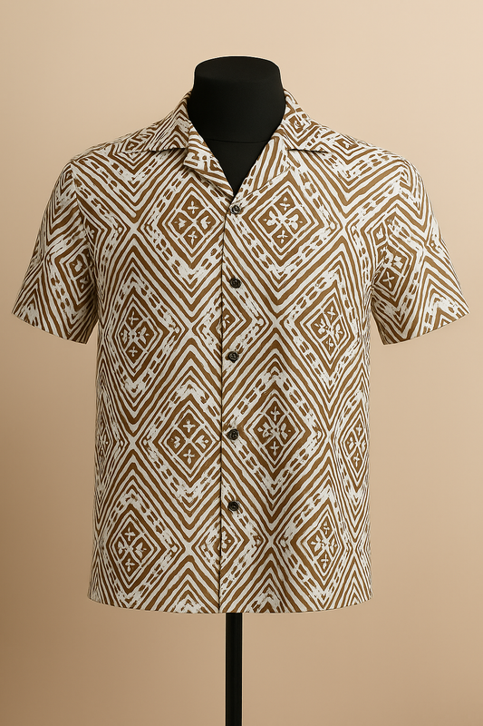 Sahara Diamond Camp Aloha Shirt ( 100% Rayon Fabric )