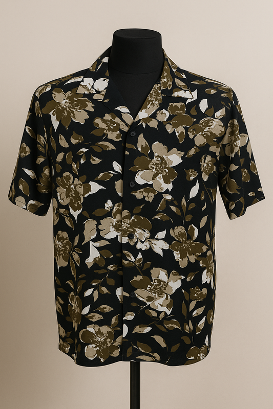Dark Tropical Aloha Shirt ( 100% Rayon Fabric )