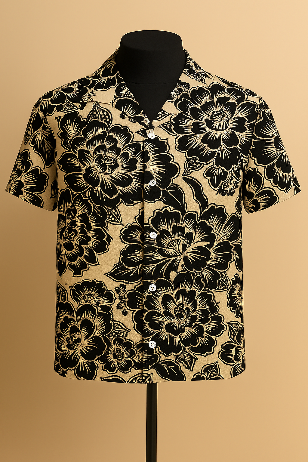 Golden Peony Aloha Shirt