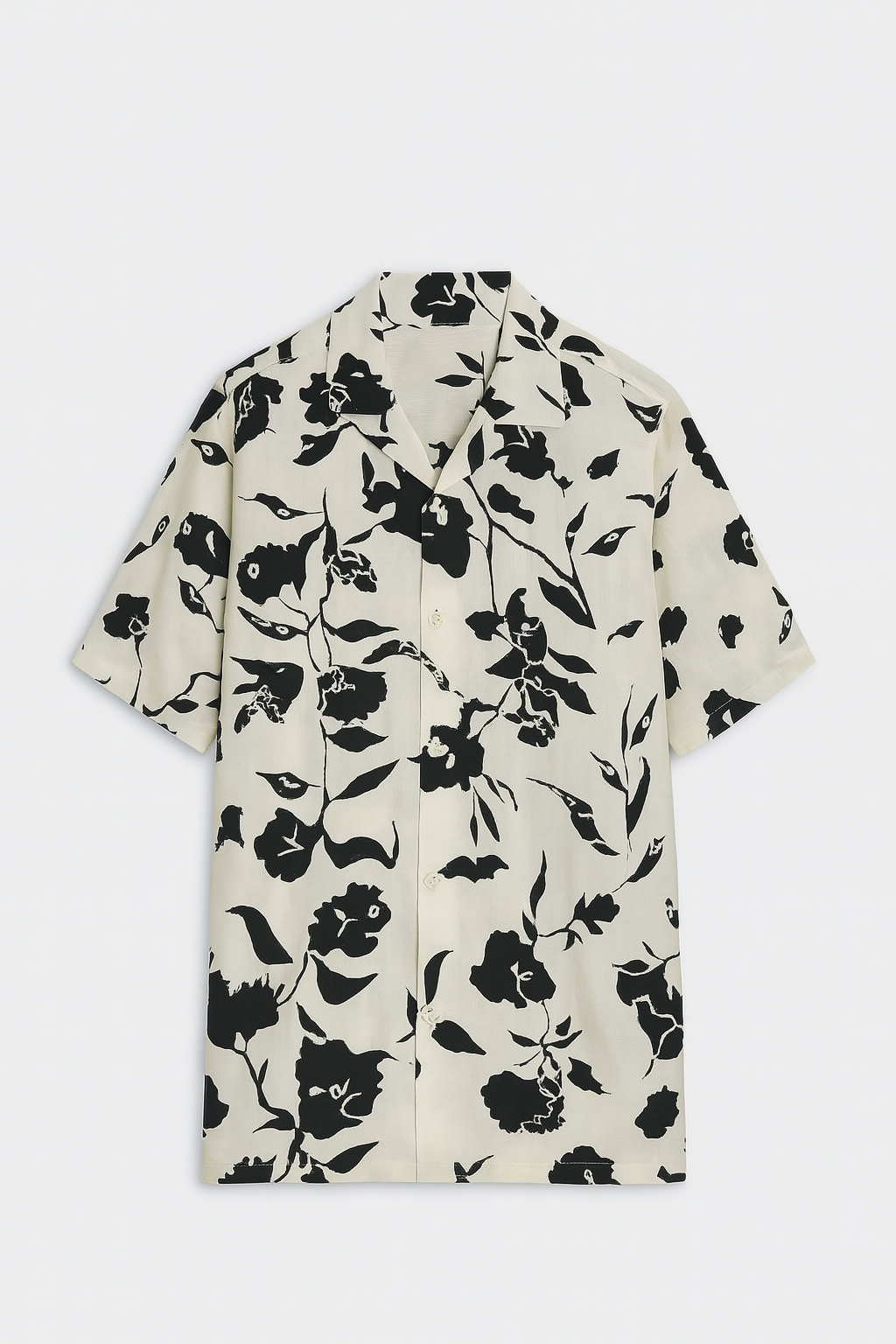 Black Petal Drift Aloha Shirt