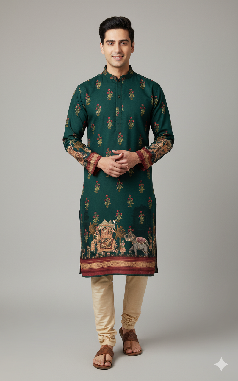 Royal Elephant March Print Fabric