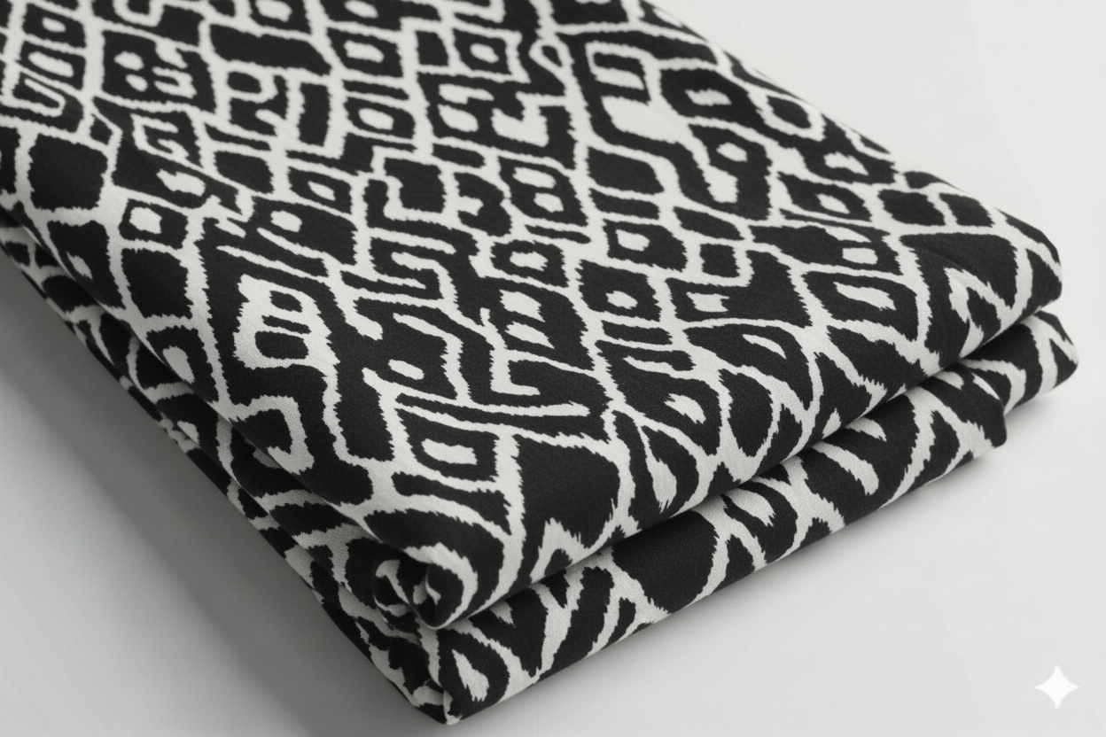 Black & White Ikat Print Fabric