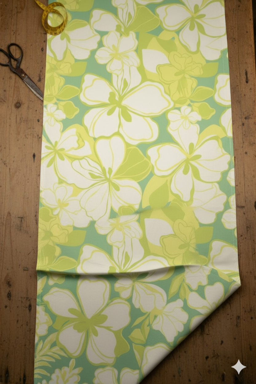 Tropical Hibiscus and Marigold Print Fabric