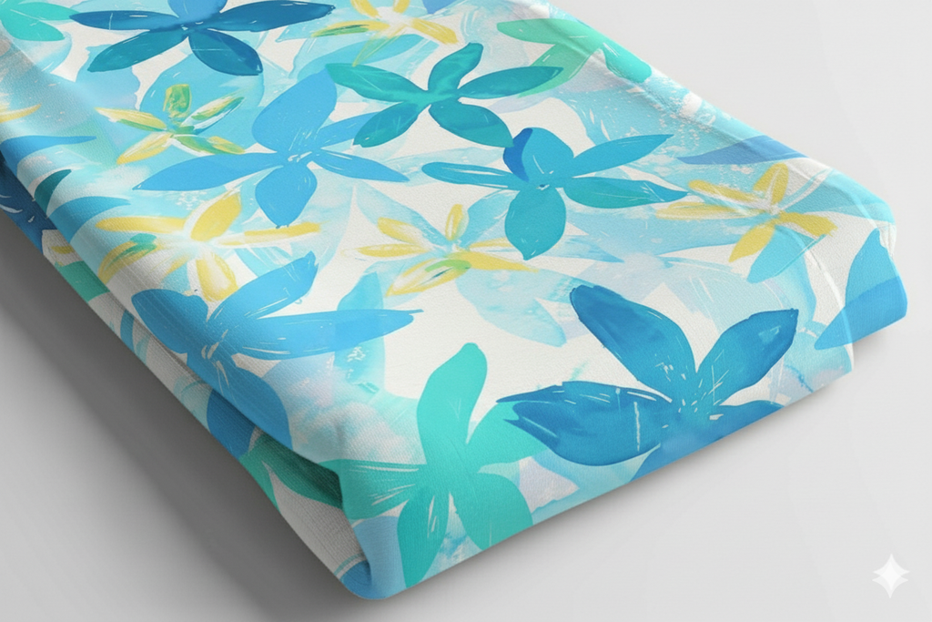 Ocean Breeze Blossoms Print Fabric