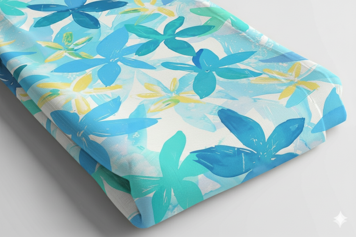 Ocean Breeze Blossoms Print Fabric
