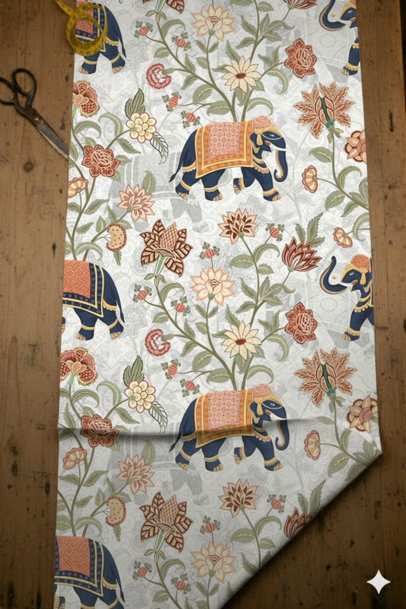 Imperial Elephant Garden Print Fabric