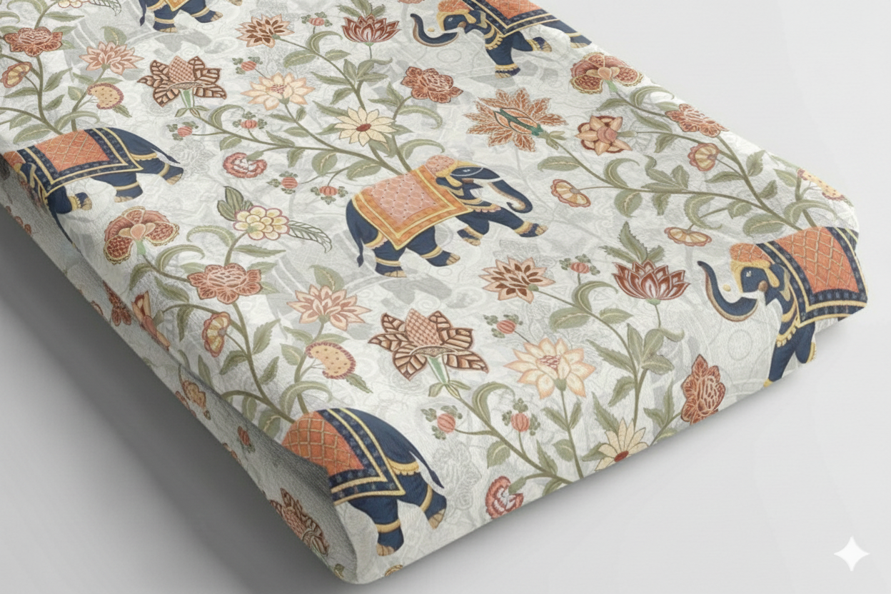 Imperial Elephant Garden Print Fabric