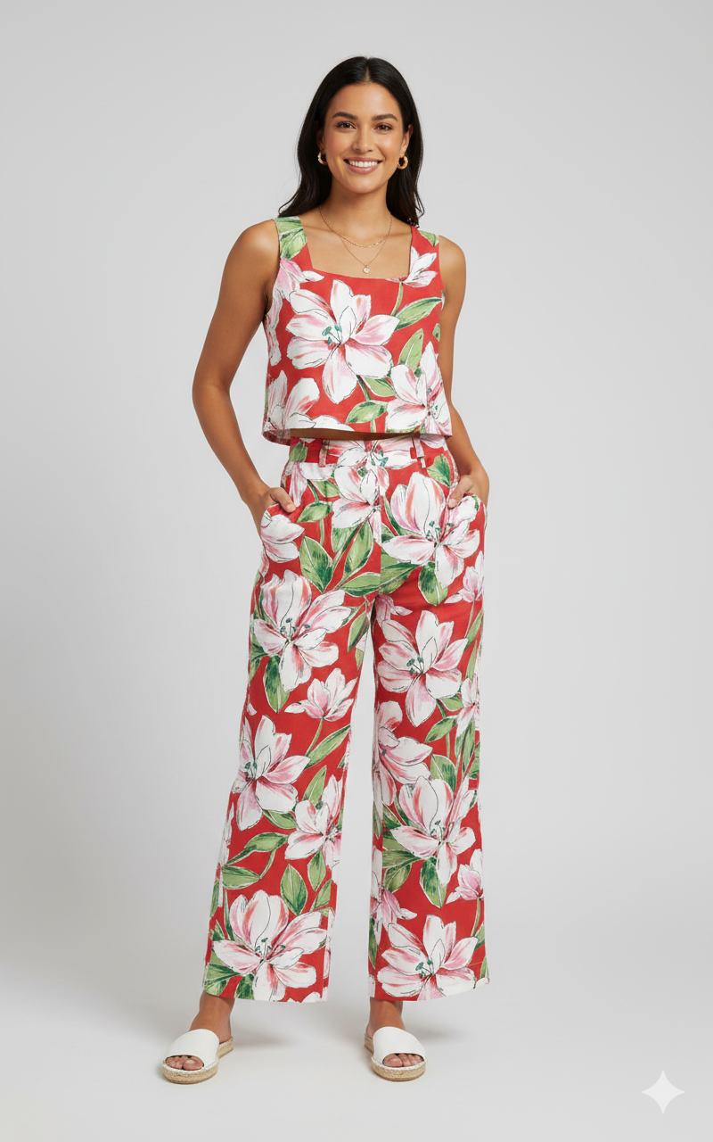 Ruby Bloom Print Fabric