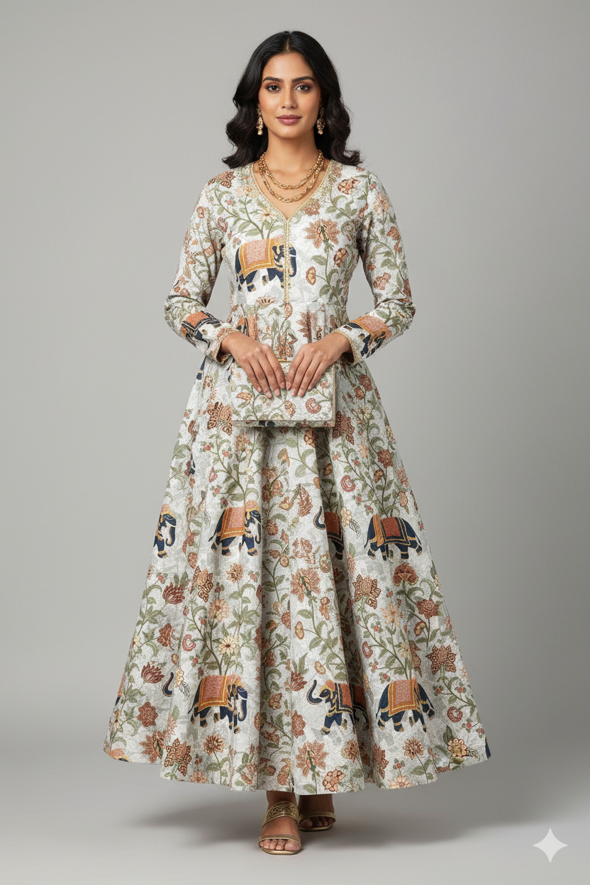 Imperial Elephant Garden Print Fabric