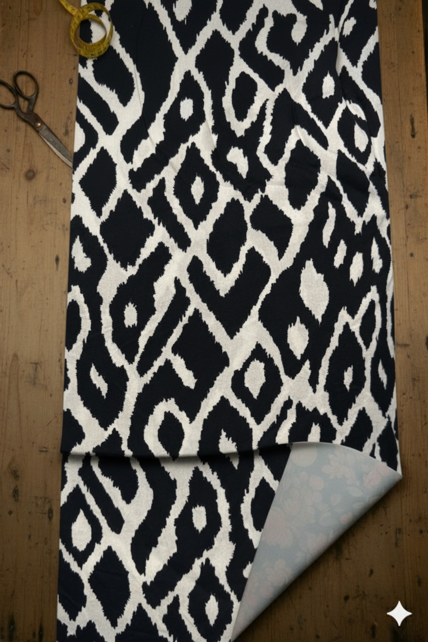 Black & White Ikat Print Fabric