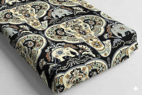 Abstract Ethnic Elephant Print Fabric
