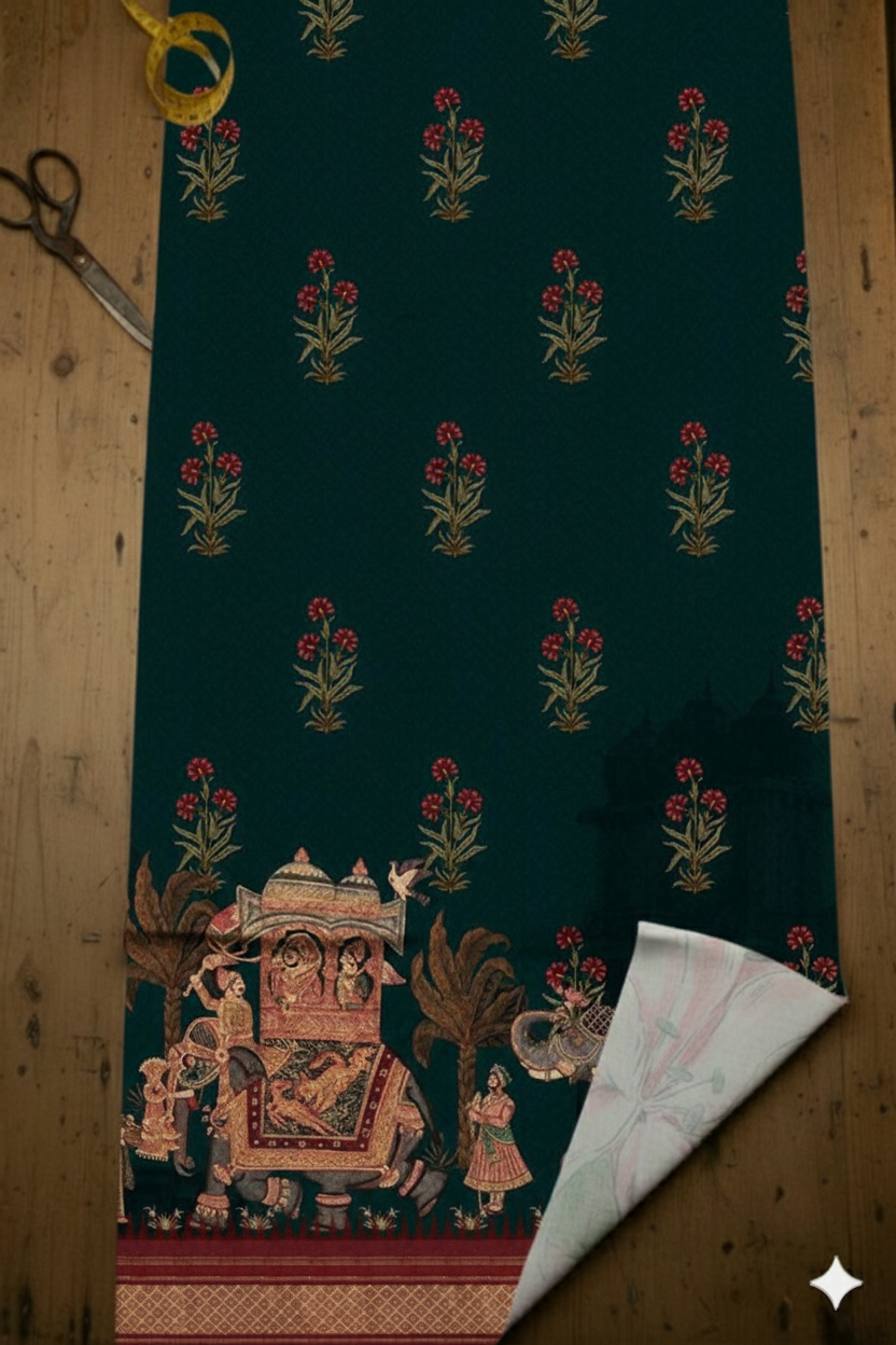 Royal Elephant March Print Fabric