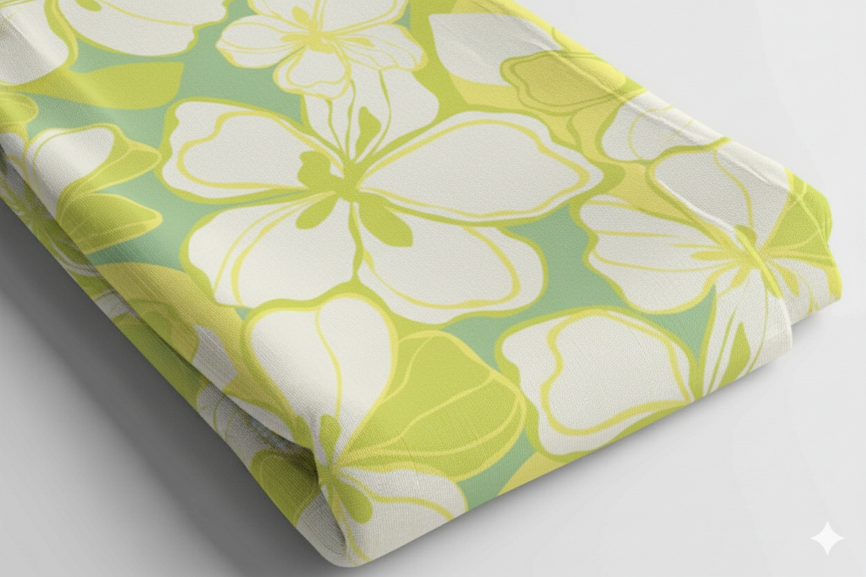 Tropical Hibiscus and Marigold Print Fabric