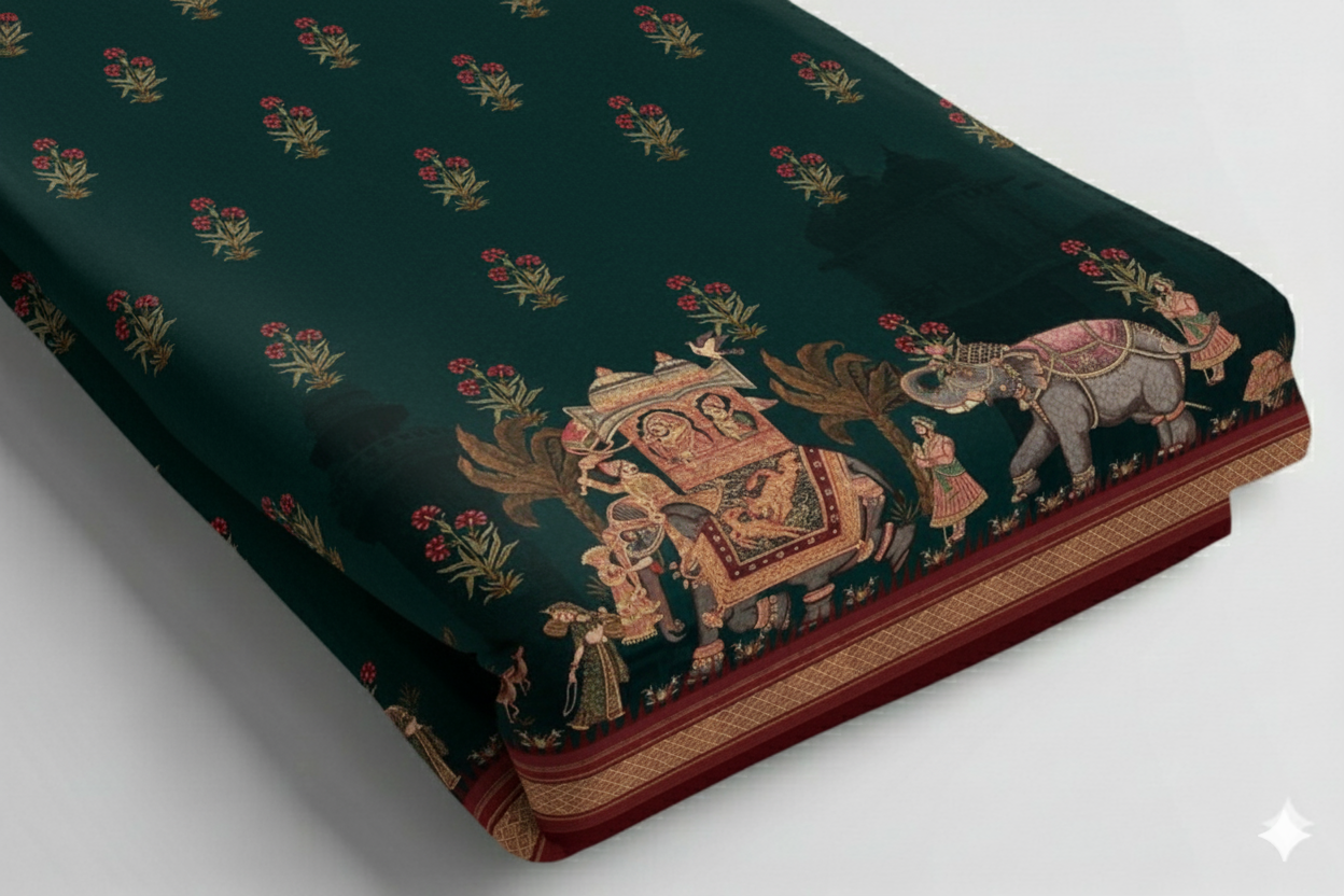 Royal Elephant March Print Fabric