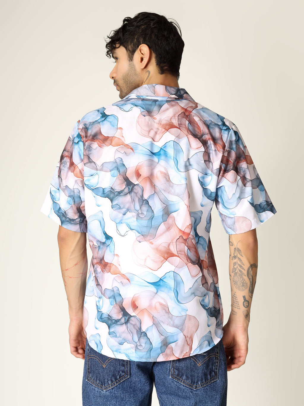 White Fluid Art Aloha Shirt ( limited edition )