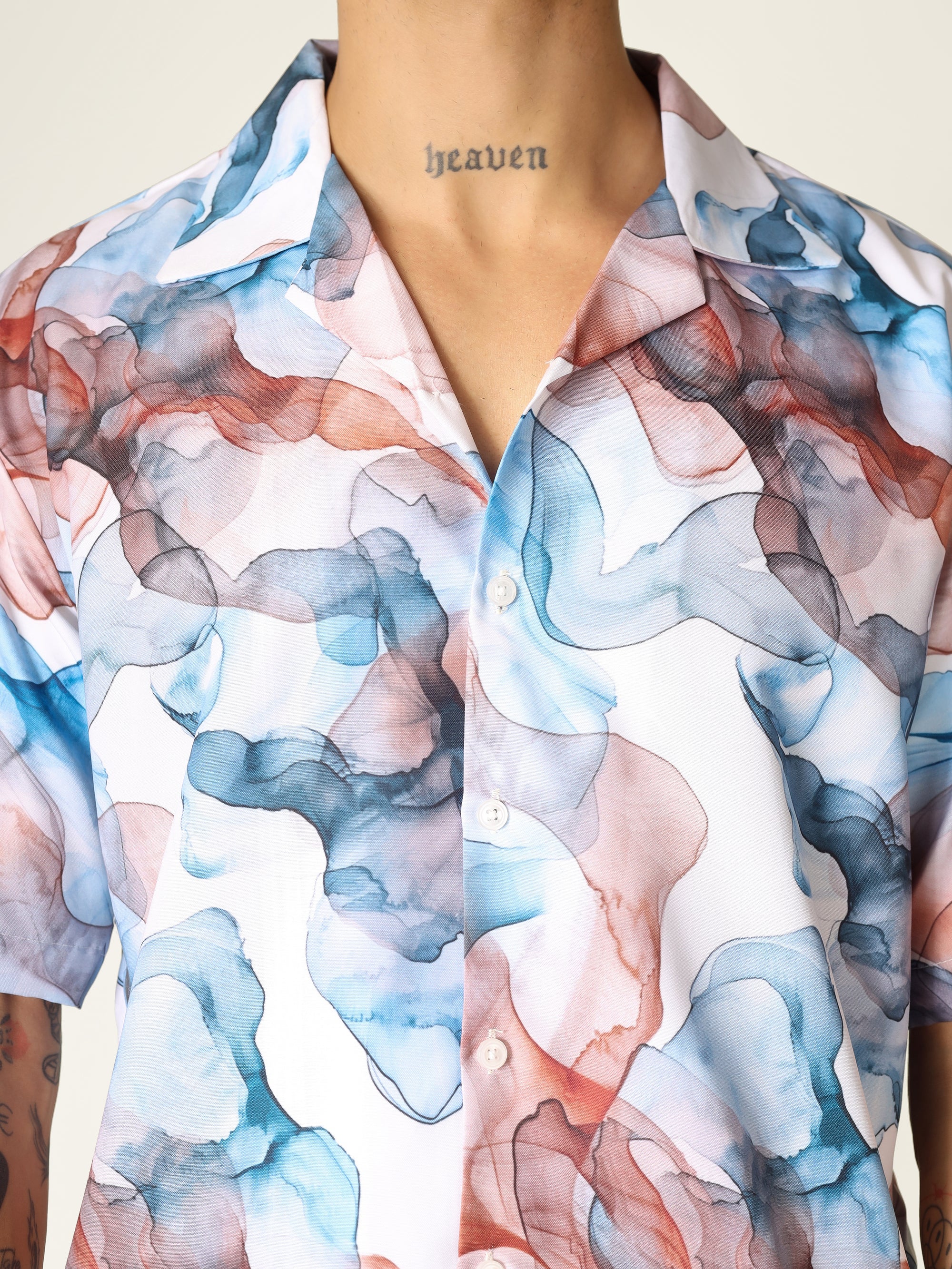 White Fluid Art Aloha Shirt ( limited edition )