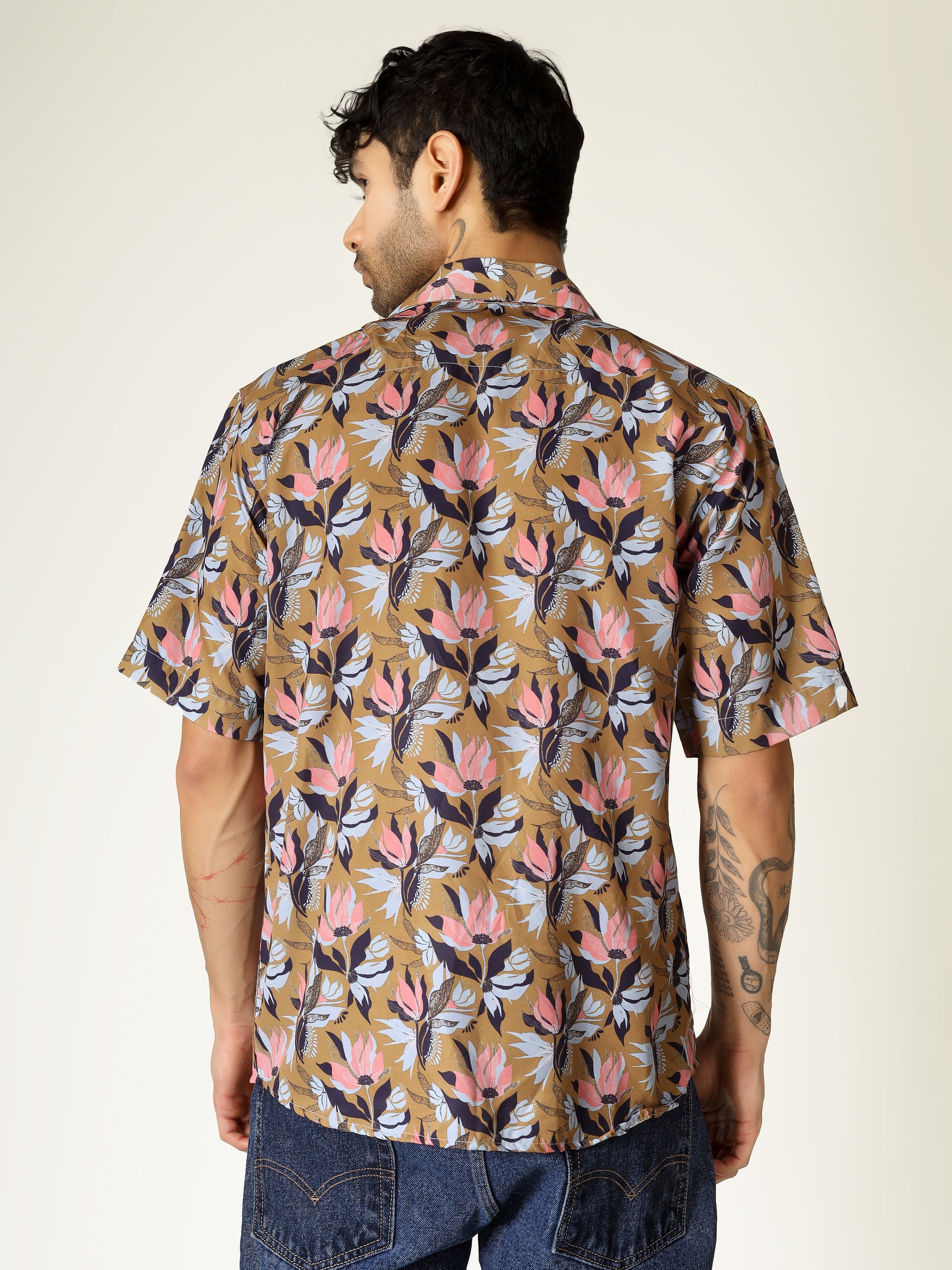 Brown Floral Aloha Shirt   ( limited edition )