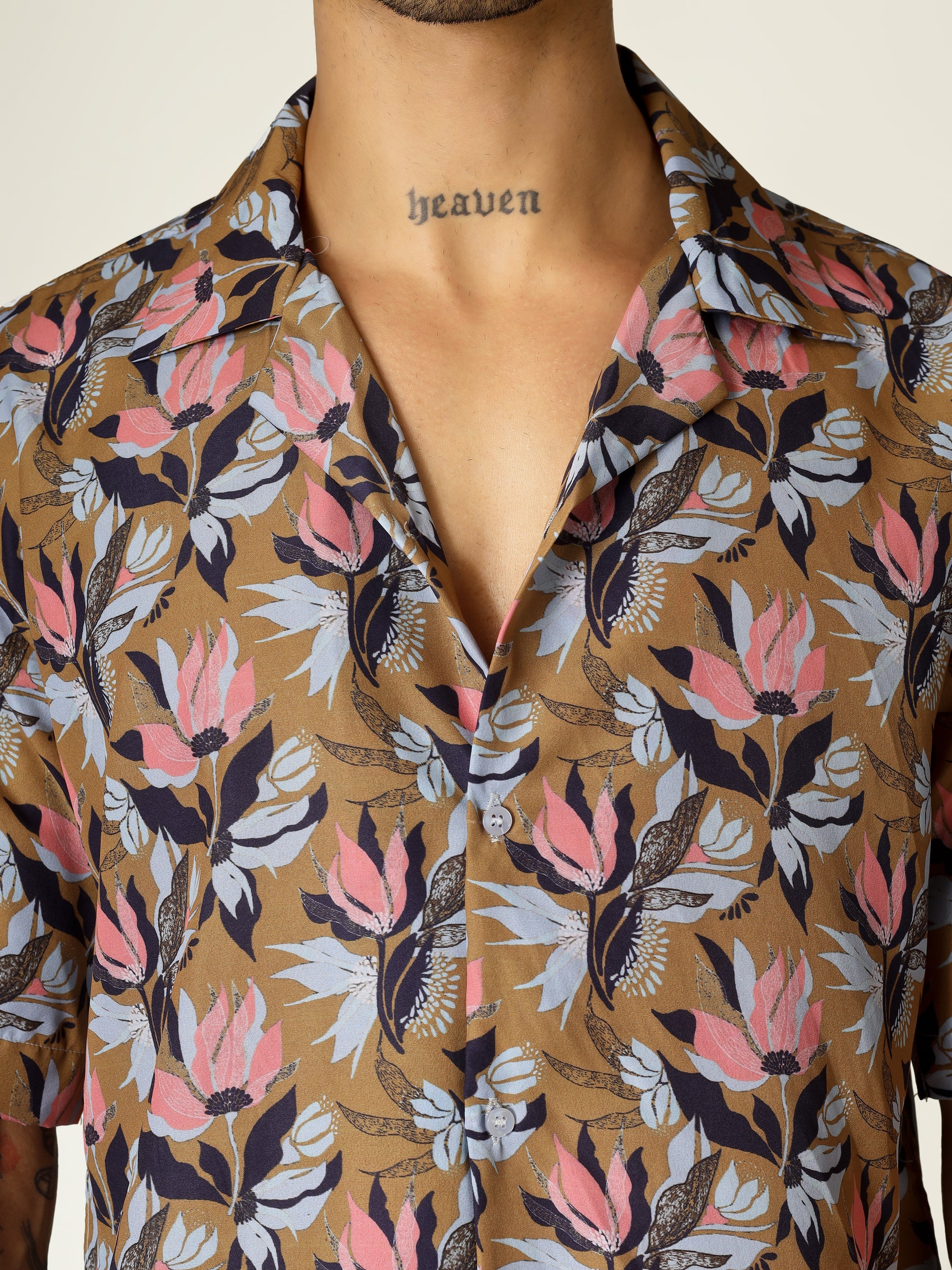 Brown Floral Aloha Shirt   ( limited edition )