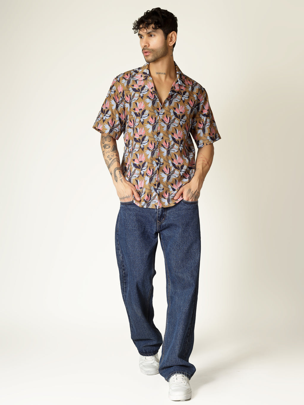 Brown Floral Aloha Shirt   ( limited edition )