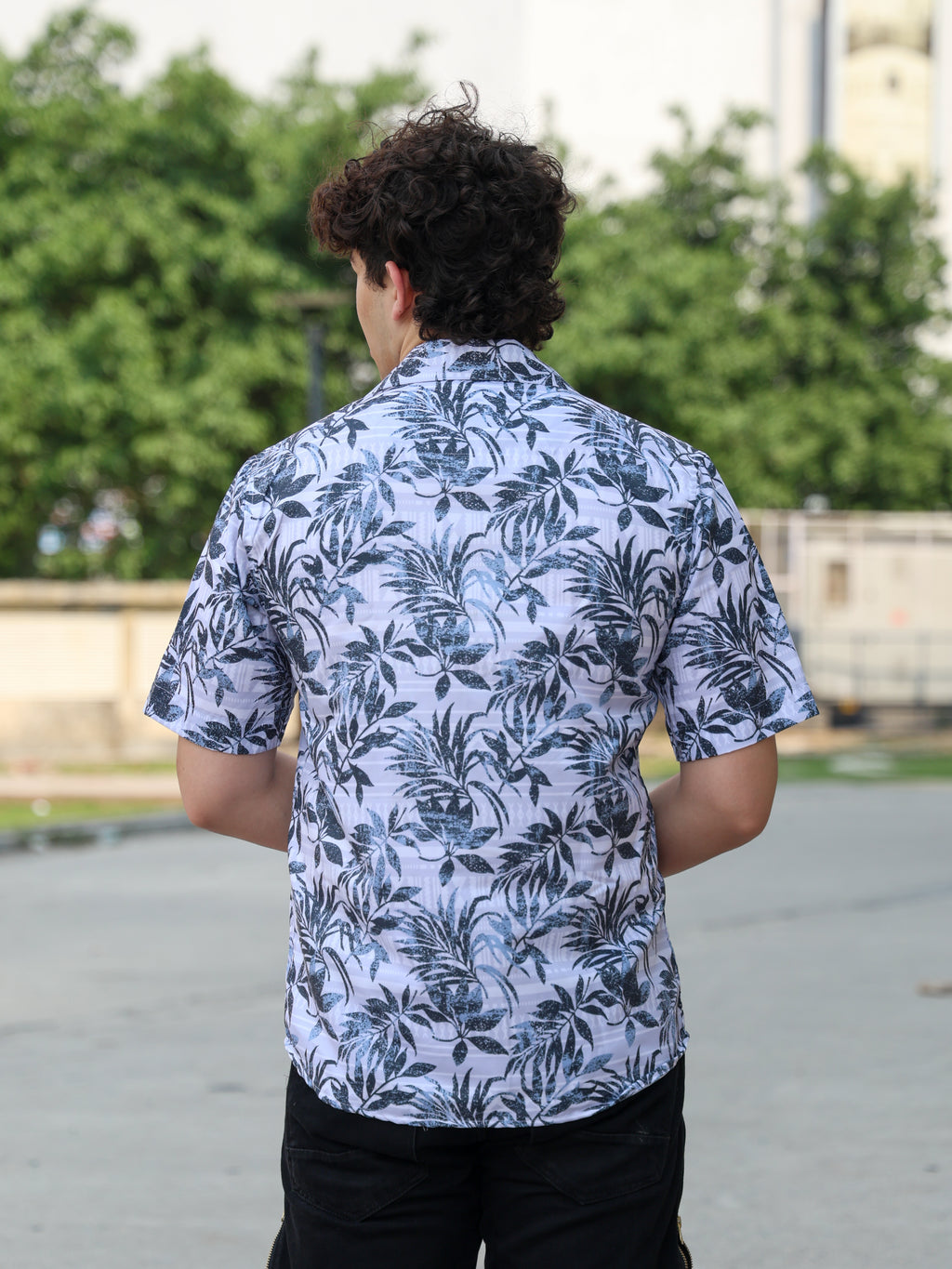 White Exotic Floral Printed Aloha Shirt ( New )