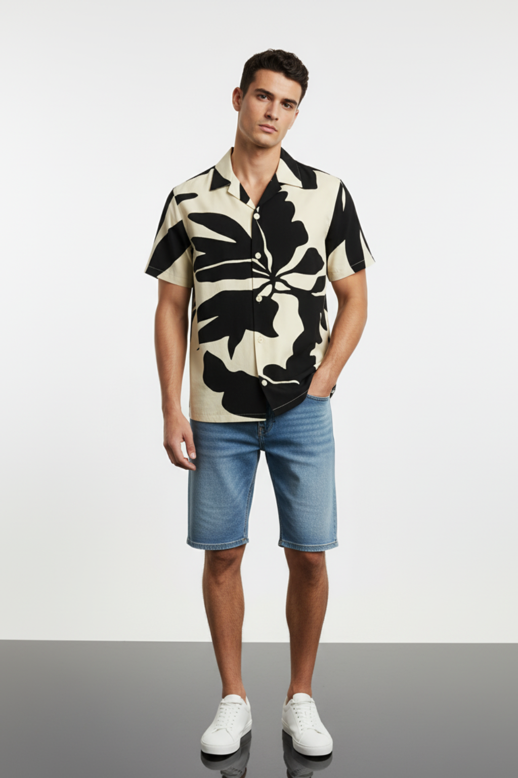 Shadow Leaf Mono Aloha Shirt